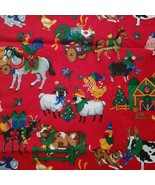Pillowcase Cranston VIP Christmas Farm Animals Red Cotton 21&quot;x34&quot; handmade - €9,90 EUR