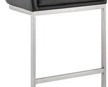 Armen Living Katherine Counter Stool in Brushed Stainless Steel with Bla... - £349.12 GBP