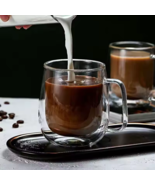 Glass Coffee Cup 350ml Heat Resistant Double Wall Mug with Handle Gift R... - $25.98