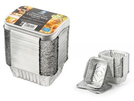 Medium Aluminum Takeaway Food Containers With Lids Silver Foil Food Trays No.2 - £10.83 GBP+