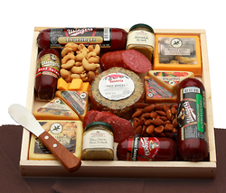 Deluxe Meat &amp; Cheese Lovers Sampler Tray - meat and cheese gift baskets - £46.60 GBP