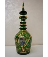 Antique Bohemian Green Glass Persian Portrait Decanter – Hand Painted &amp; ... - €317,95 EUR