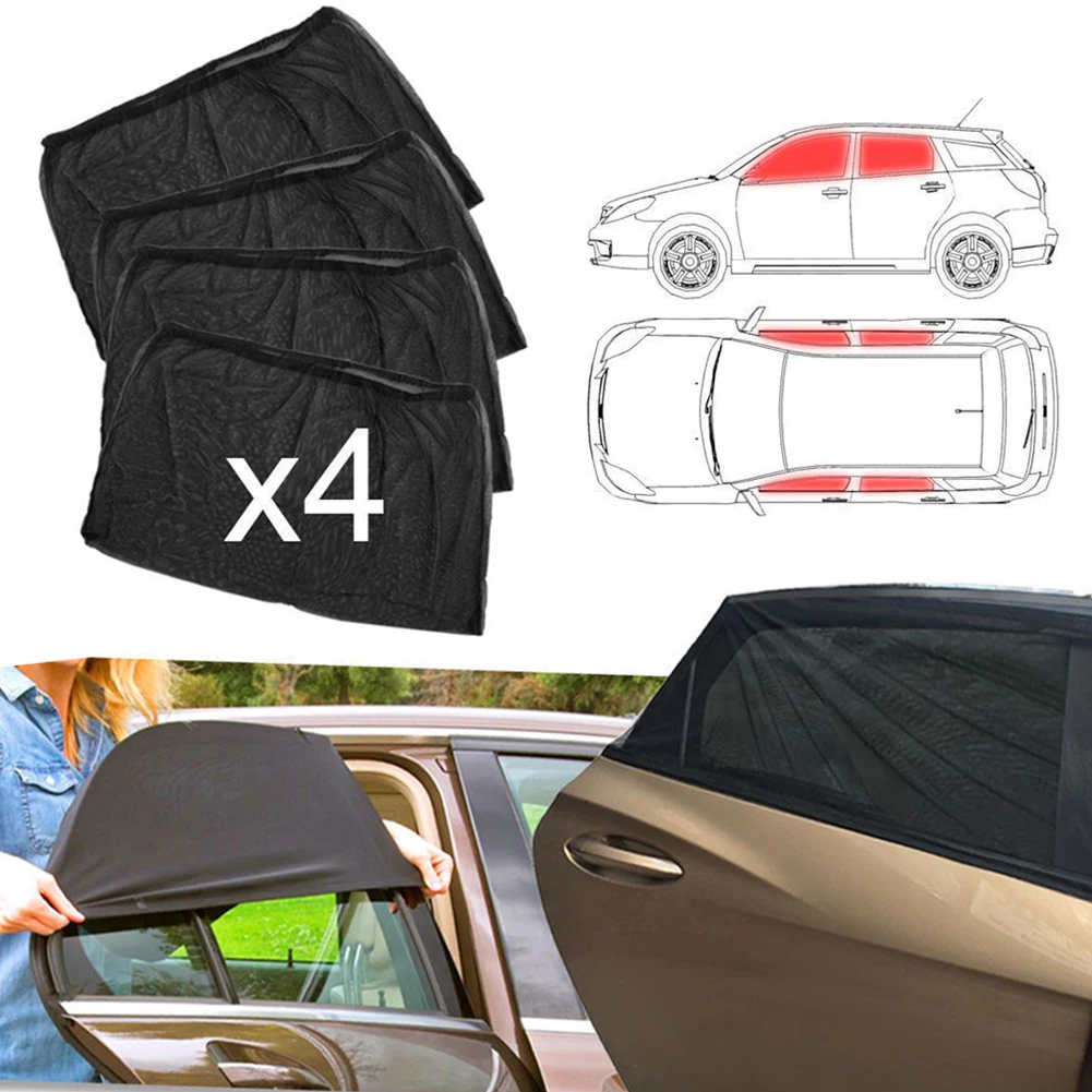 4pcs Car Front &amp; Rear Side Window   Shade  Cover  Insulation Anti-mosquito Fabri - £58.35 GBP
