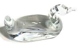 Duck Art Glass Bird Figurine Crystal Clear Wildlife 2&quot; Tall 3.5&quot; Long - $23.96