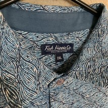 Fish Hippie Polo Shirt Mens 2XL XXL Blue Casual Fish  Wavy Pattern Golf ... - £18.86 GBP
