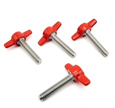 1/4&quot;-20 x 1 1/4&quot; Thumb Screw T Bolts with Red Butterfly Tee Wing Knob 4 ... - £9.25 GBP