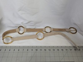 St John Womens Leather Belt Rings Beige 49948 Size L - $49.95