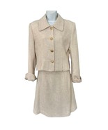 Bosch White Beige Cream Gold Button Luxury Regal Tweed Skirt Suit size 6... - $150.44 CAD