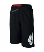 NIKE NEW KIDS N45 HBR FRENCH TERRY BOYS SHORTS NWT, BLACK &amp; RED VERY NIC... - $315.42 MXN