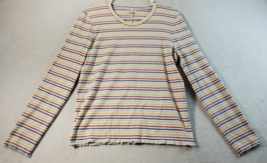 Madewell T Shirt Top Women Medium Multi Striped Polyester Long Sleeve Round Neck - £13.69 GBP