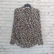 Rachel Zoe Womens Blouse Small Animal Print Long Sleeve Collared Button Up - £19.92 GBP