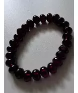 Wine red garnet bracelet unisex oval bead bracelet - $235.00