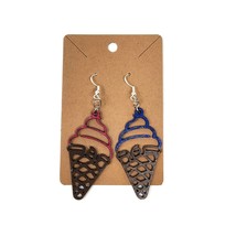 Ice Cream Dangle Earring • French Hook • All-Natural Materials • Eco Homemade - £8.03 GBP