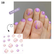 24Pcs Press On Toe False Nails Black Line Glitter Model #10 - $5.90