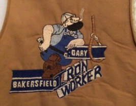 Vintage Carhartt Embroidered Iron Worker Bakersfield 80s Vest Large 868A - £72.33 GBP