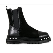 Free People TATE Suede Leather Studded Chelsea Boots | 6.5 Black NEW - $60.78