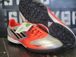 2012 Adidas F10 TF Silver/Orange V21334 Turf Futsal Indoor Soccer Shoes ... - £73.72 GBP