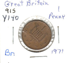 Great Britain 1 Penny, 1971, Bronze, KM140, Queen Elizabeth - £0.79 GBP