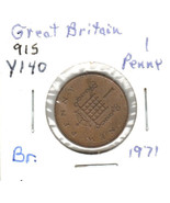 Great Britain 1 Penny, 1971, Bronze, KM140, Queen Elizabeth - £0.77 GBP
