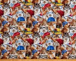 Cotton Bunnies Rabbits with Glasses Hats Animals Fabric Print by Yard D7... - £10.38 GBP