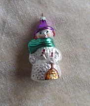 Christopher Radko SNOW SONG Glass Ornament Snowman Broom - £44.22 GBP