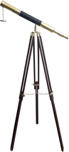 Handmade Brass Telescope with Wooden Tripod 55&quot; Vintage Stand Nautical Floor Sta - £156.79 GBP