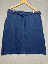 Vtg 90s Liz Claiborne Chambray Linen Midi Skirt Womens Size 18 MCM Preppy - $37.99