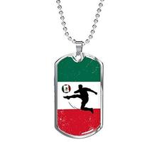 Express Your Love Gifts Mexico Flag and Futbol/Soccer Necklace Stainless Steel o - £39.52 GBP