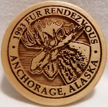 1993 Anchorage Fur Rondy Rendezvous Collector Pin/Moose Wooden (Birch)-M... - £79.24 GBP