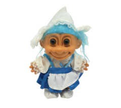 VINTAGE RUSS TROLL BLUE COLOR HAIR TROLLS AROUND THE WORLD HOLLAND DRESS... - $9.50