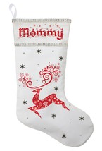 Nordic Reindeer Christmas Stocking - Personalized Red Reindeer Stocking - £26.07 GBP