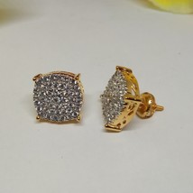 Herren Damen 14K Gelb Vergoldet Künstlicher Diamant Pflastern Ohrstecker 0.50 CT - £69.26 GBP