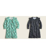 New Crewcuts Girls Nightgown 12 14 Green Geo Long Sleeve Ruffle Crew Neck - £21.30 GBP