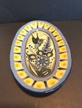  Pottery Oval Dish Signed San Antonio Guatemala Blue/Yellow Floral/Bird ... - £14.22 GBP