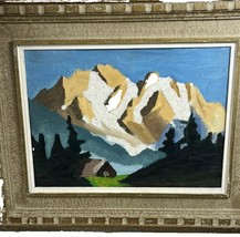 Vintage Japanese Mountain Landscape Tama Art Ukiyo-e Oil Painting - 1971 Tokyo - £644.07 GBP