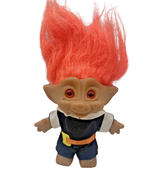 Vintage ACE Pilgrim Thanksgiving 5&quot; Troll Doll With Outfit and Orange Ha... - £10.11 GBP