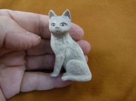 (CAT-W10) white Kitty Cat kitten shed ANTLER figurine Bali detailed carving - £62.33 GBP