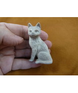 (CAT-W10) white Kitty Cat kitten shed ANTLER figurine Bali detailed carving - $108.82 CAD
