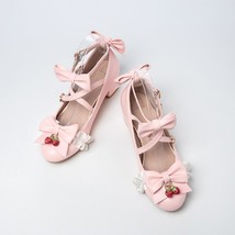 Sweet Lolita Princess Mary Janes Shoes Bowtie Ruffles Cross Tied Strappy Cosplay - £57.12 GBP