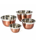 NEW Stainless Steel Mixing Bowls-4 Pc set- Stackable Nesting Bowls - BE ... - £22.78 GBP
