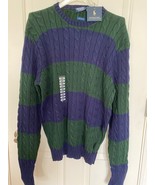Polo Ralph Lauren NWT Mens Color Block Striped Sweater Cable Knit Crew Sz L - £57.34 GBP