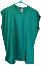 Vintage Jerzees 90s Blank Sleeveless Tank Muscle T-Shirt Teal Green-XL-U... - £7.84 GBP