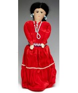 VINTAGE NATIVE AMERICAN CLOTH DOLL FEMALE 11” ART ALL FABRIC VELVET RED ... - £11.64 GBP