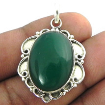 925 Sterling Silver Green Onyx Gemstone Handmade Pendant Necklace Women PSV-1738 - £21.25 GBP+