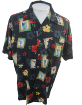 Cherokee  vintage Men Hawaiian camp shirt L pit to pit 25 aloha luau tropical - £19.54 GBP