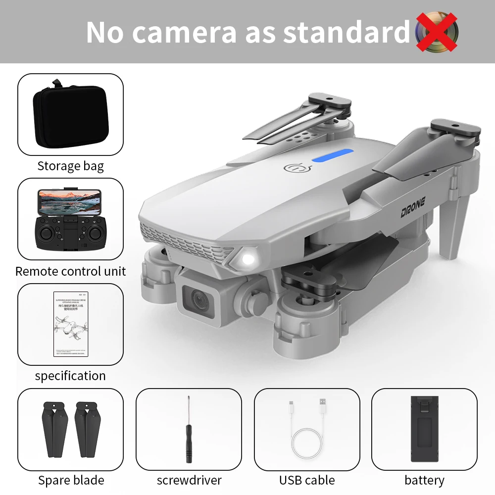 2024 E88 Pro FPV Drone 4K Dual Camera Foldable RC Quadcopter (White-no-Cam) - $44.00