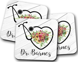 Personalized Doctor Coasters, Medical Gift, PHD Graduation Gift, Personalized Co - £3.94 GBP