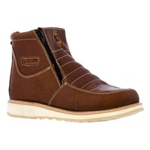 Mens Tan Work Boots Leather Slip Resistant Shock Absorbing Botas Trabajo - £51.76 GBP