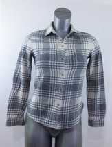 American Eagle Womens XS Slim Fit Gray Plaid Long Sleeve Button Up Flann... - $9.89