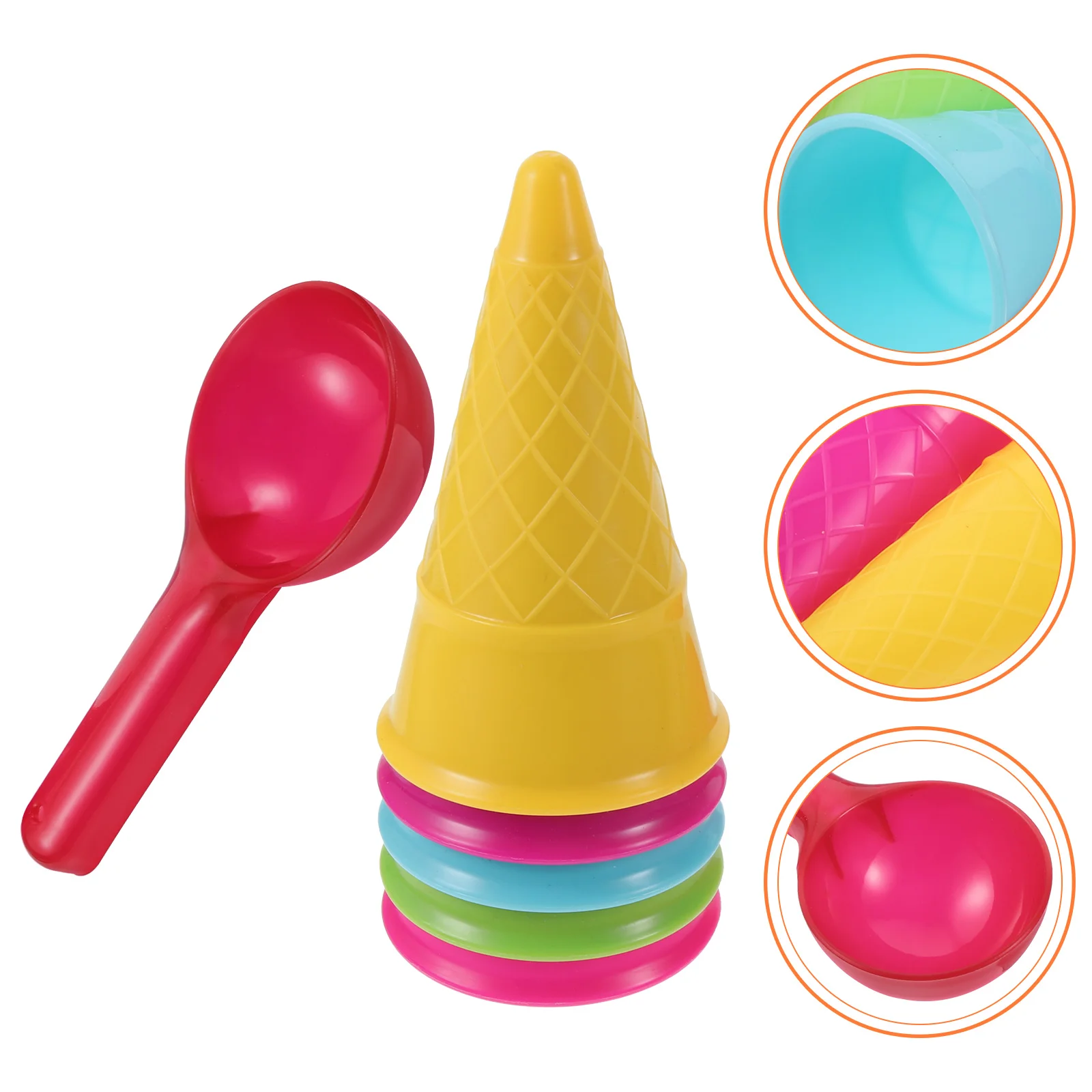 1 Set of 6pcs Seaside Beach Toys Sand Ice Cream Cones and Scoop Outdoor Toys for - £11.67 GBP
